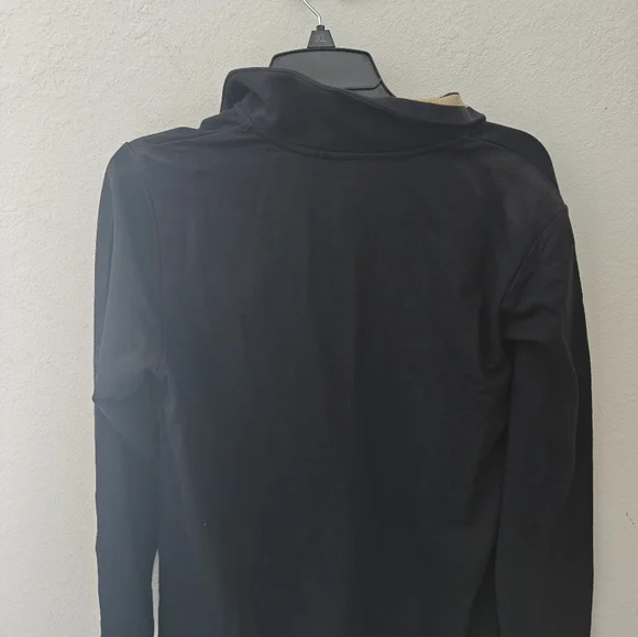 Quacker Factory Jacket French Terry Rhinestone Grommet Gold Trim Zip Up Black M - Picture 3 of 3